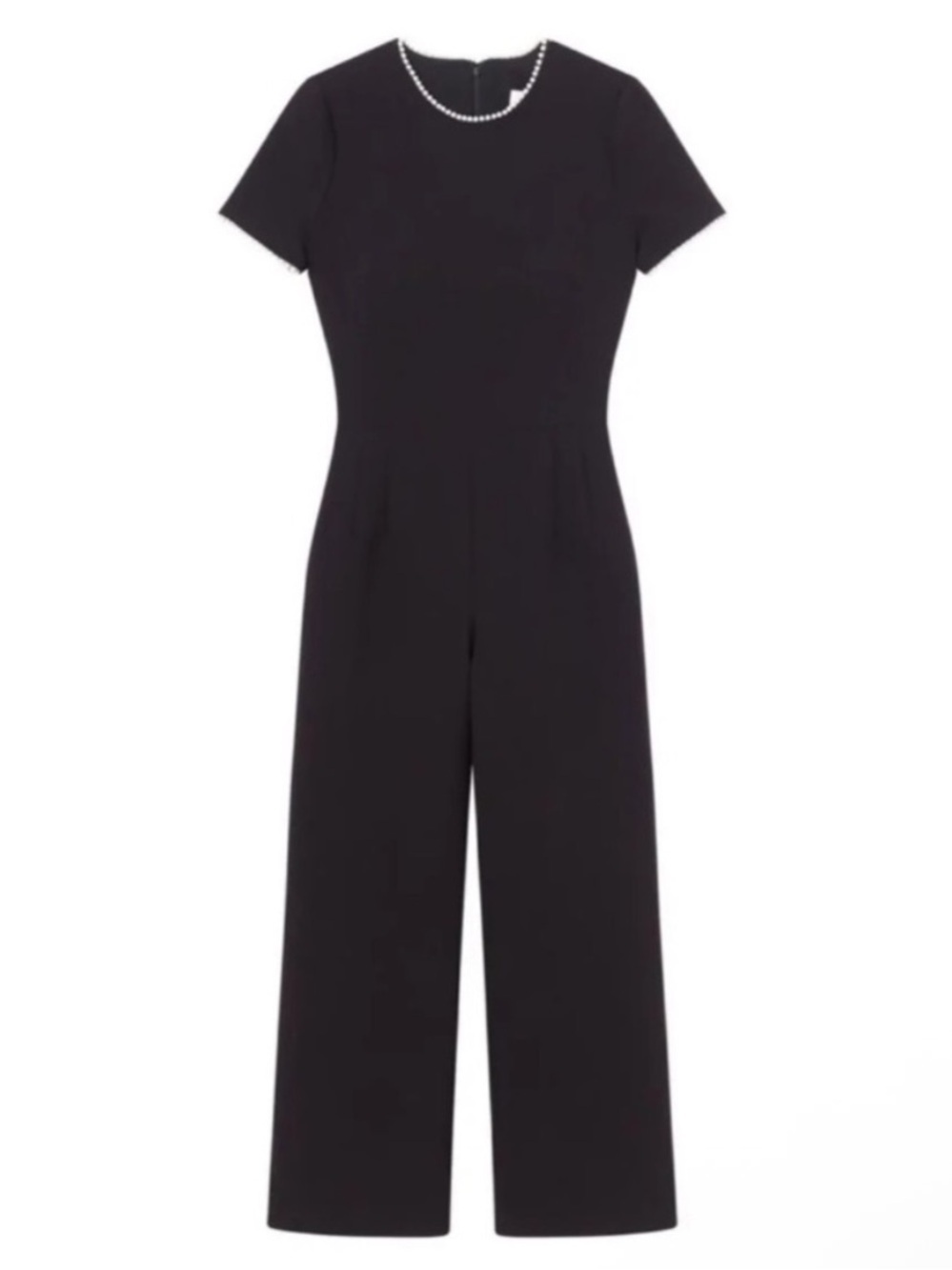 Gal Meets Glam Women’s Black Pearl Trim Short Sleeve Jumpsuit Size 2